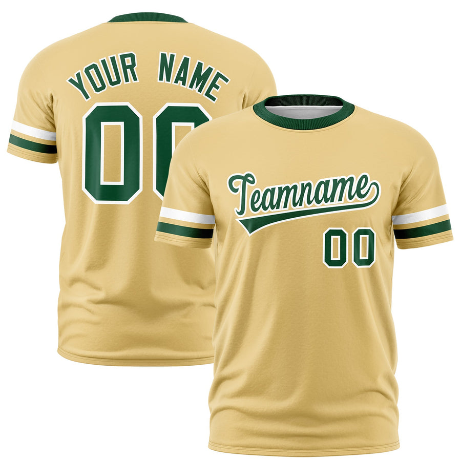 Custom Khaki Green T-shirt Classic Style Stripe Fashion Sports Shirt for Youth & Adults | BuyFootballJersey