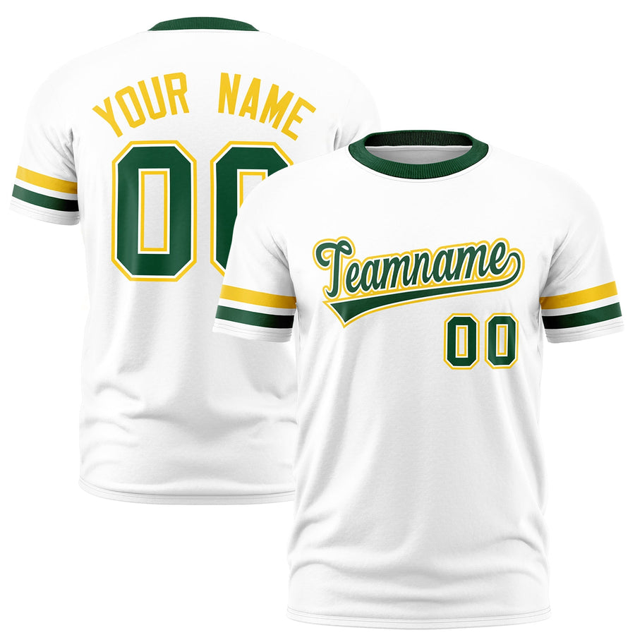Custom White Green T-shirt Classic Style Stripe Fashion Sports Shirt for Youth & Adults | BuyFootballJersey