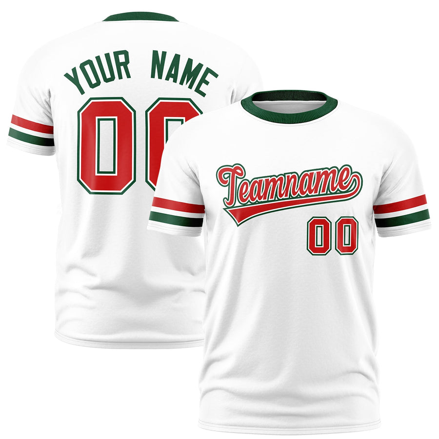 Custom White Green T-shirt Classic Style Stripe Fashion Sports Shirt for Youth & Adults | BuyFootballJersey