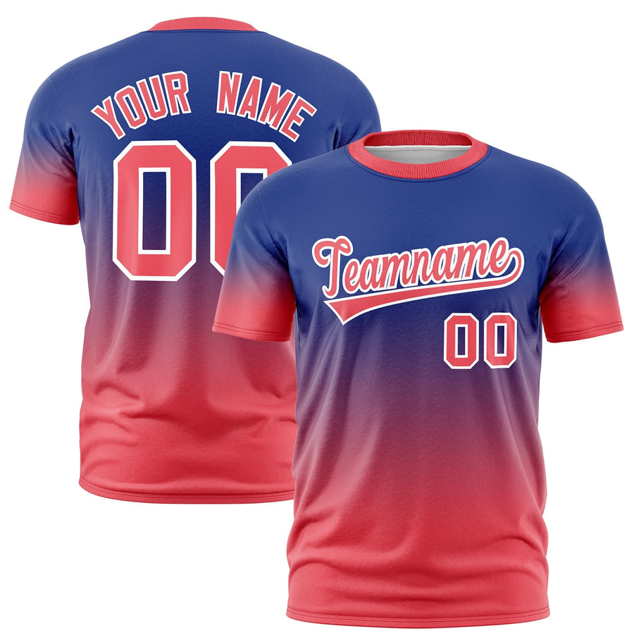 Custom Royal Blue White Gradient Fashion Quick Dry T-shirt | BuyFootballJersey