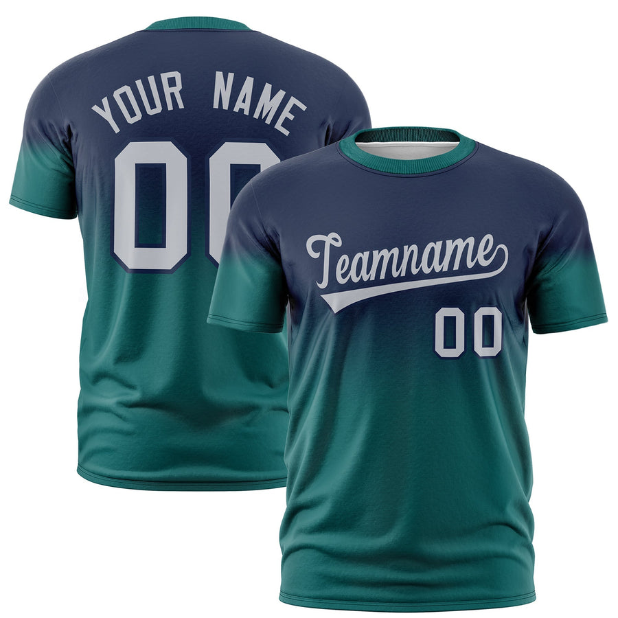 Custom Navy Gray Gradient Fashion Quick Dry T-shirt | BuyFootballJersey