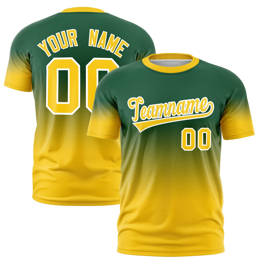 Custom Green Gold White Gradient Fashion Quick Dry T-shirt | BuyFootballJersey