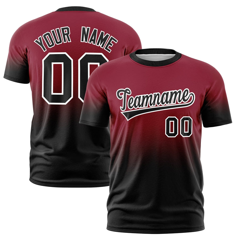 Custom Crimson Black White Gradient Fashion Quick Dry T-shirt | BuyFootballJersey