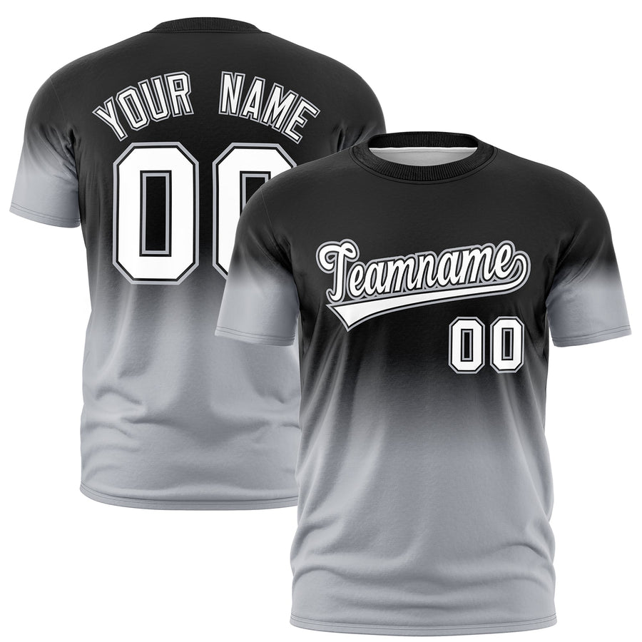 Custom Black White Gray T-shirt Gradient Fashion Lightweight | BuyFootballJersey