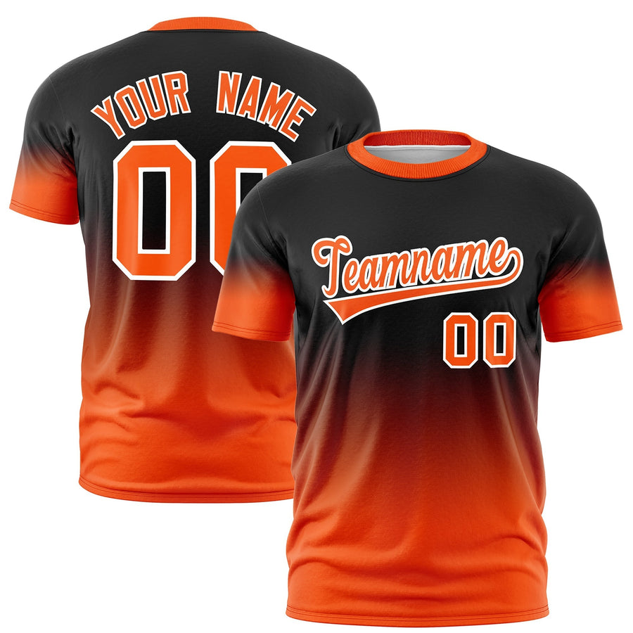 Custom Black Orange White T-shirt Gradient Fashion Lightweight | BuyFootballJersey