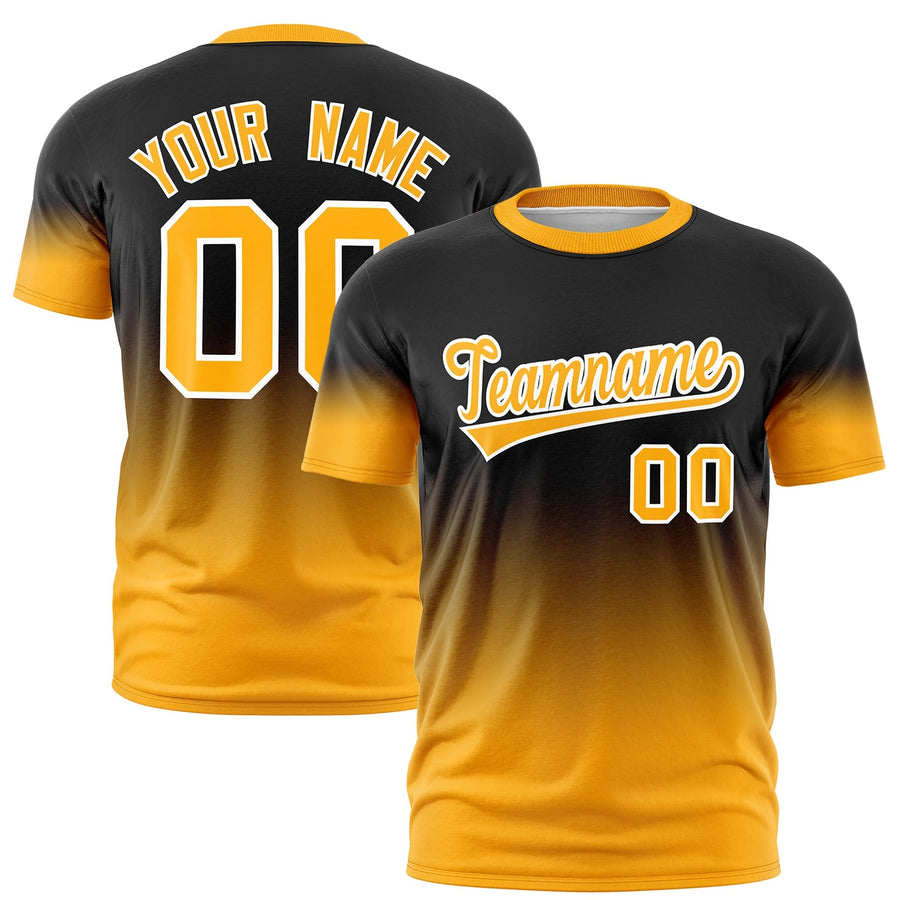 Custom Black Yellow White Gradient Fashion Quick Dry T-shirt | BuyFootballJersey