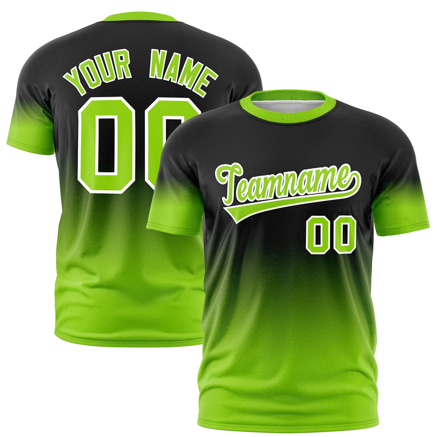 Custom Black Neon Green White T-shirt Gradient Fashion Lightweight | BuyFootballJersey