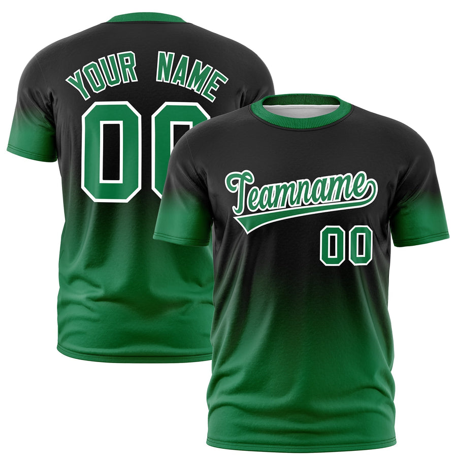 Custom Black Kelly Green White Gradient Fashion Quick Dry T-shirt | BuyFootballJersey