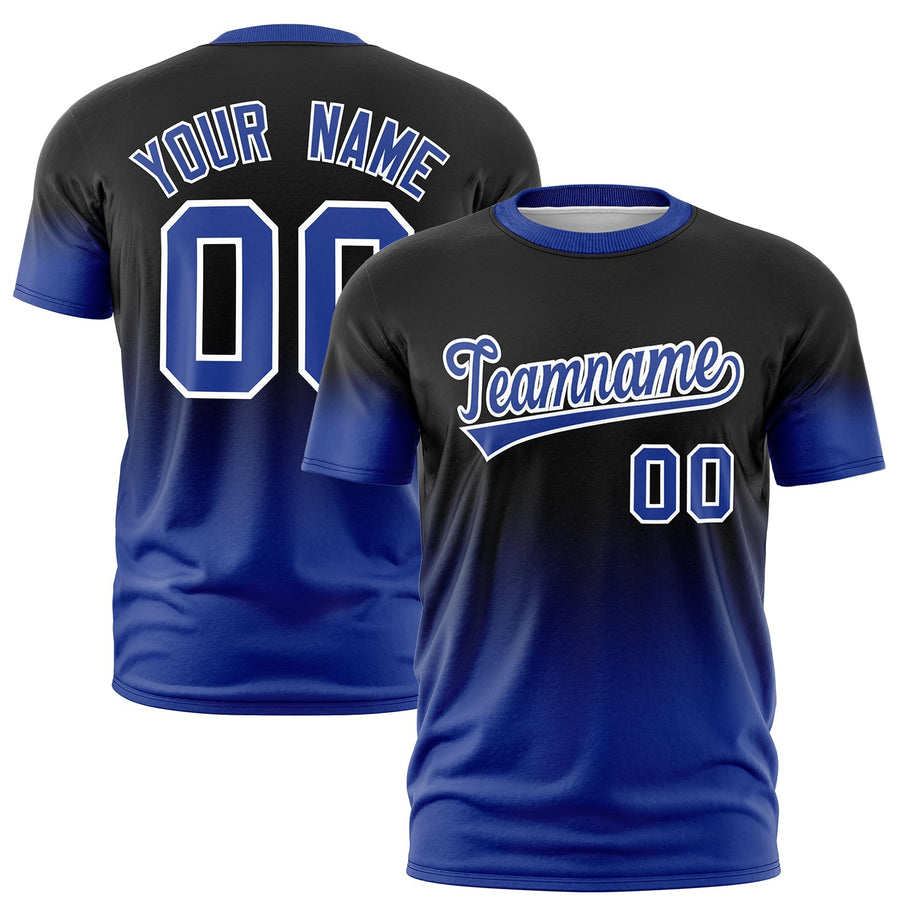 Custom Black Royal Blue White T-shirt Gradient Fashion Lightweight | BuyFootballJersey