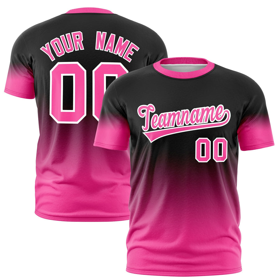 Custom Black Pink White T-shirt Gradient Fashion Lightweight | BuyFootballJersey