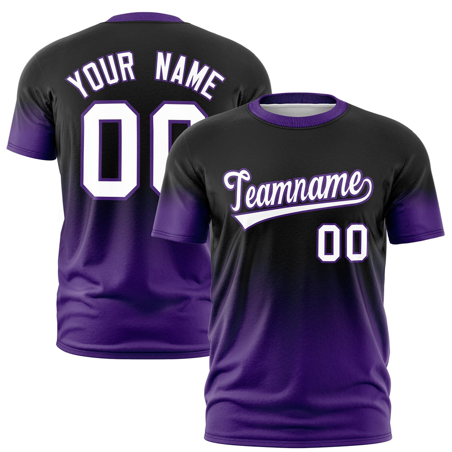 Custom Black White Purple Gradient Fashion Quick Dry T-shirt | BuyFootballJersey