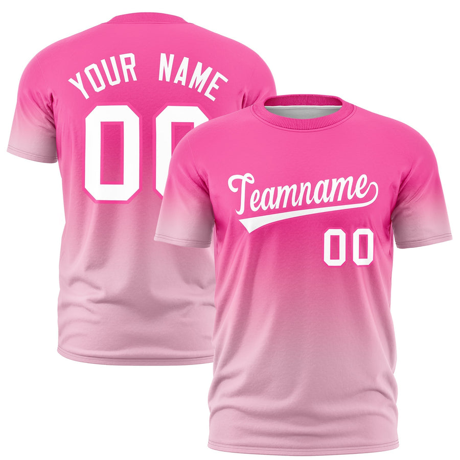 Custom White Pink T-shirt Gradient Fashion Lightweight | BuyFootballJersey