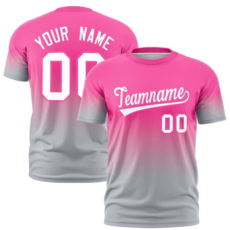 Custom Pink White Gradient Fashion Quick Dry T-shirt | BuyFootballJersey