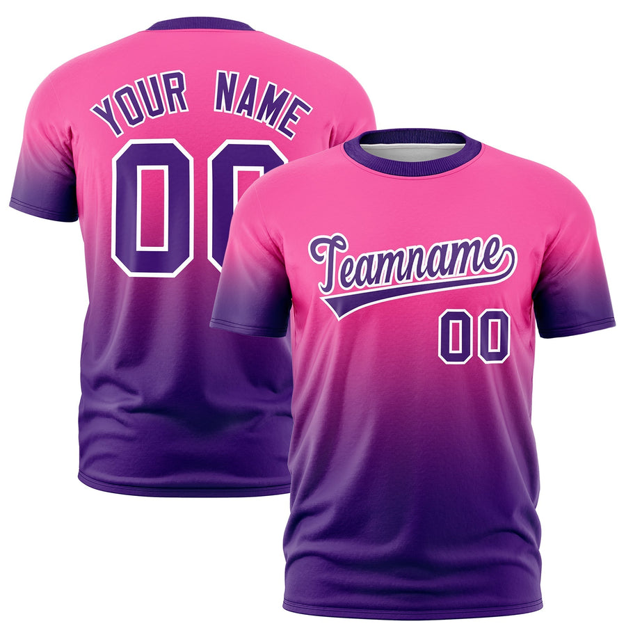Custom Pink Purple White Gradient Fashion Quick Dry T-shirt | BuyFootballJersey