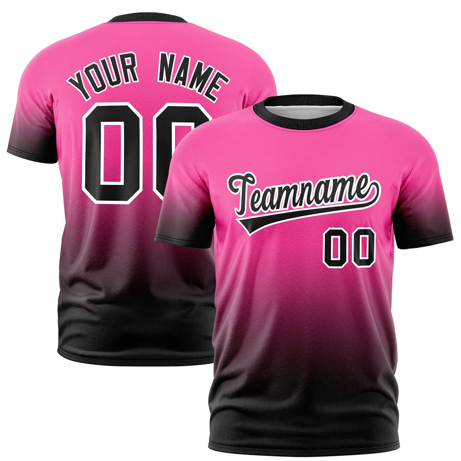 Custom Pink Black White T-shirt Gradient Fashion Lightweight | BuyFootballJersey