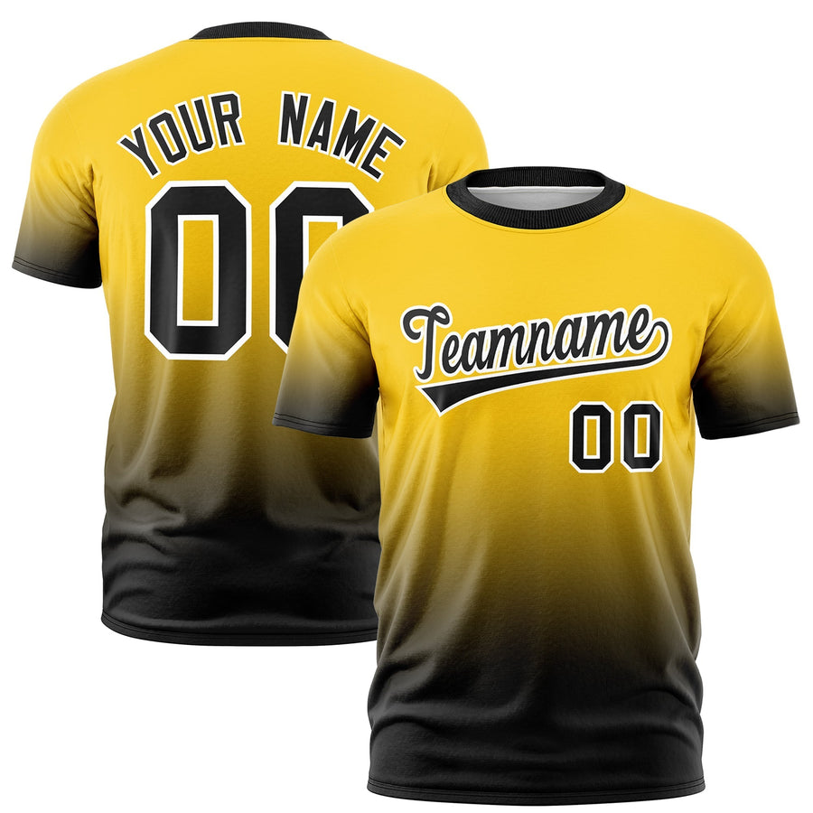 Custom Gold Black White Gradient Fashion Quick Dry T-shirt | BuyFootballJersey