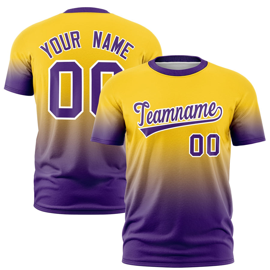 Custom Gold Purple White T-shirt Gradient Fashion Lightweight | BuyFootballJersey