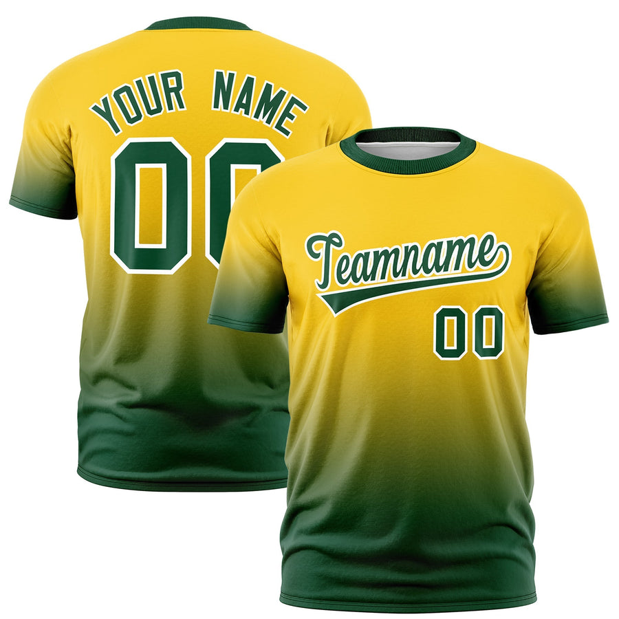 Custom Gold Green White Gradient Fashion Quick Dry T-shirt | BuyFootballJersey