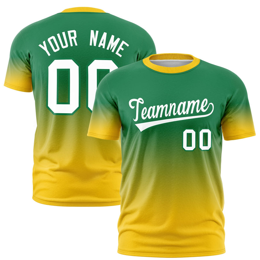 Custom Kelly Green White T-shirt Gradient Fashion Lightweight | BuyFootballJersey