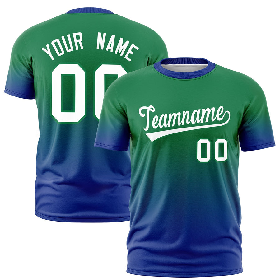 Custom Kelly Green White Gradient Fashion Quick Dry T-shirt | BuyFootballJersey