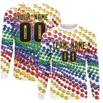 Custom White Black Crew Neck Personalized Mardi Gras Long Sleeve Performance T-shirt | BuyFootballJersey