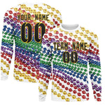 Custom White Black Crew Neck Personalized Mardi Gras Long Sleeve Performance T-shirt | BuyFootballJersey