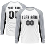 Custom White Gray Crew Neck Raglan Long Sleeve Performance T-Shirt | BuyFootballJersey