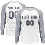 Custom White Gray Crew Neck Raglan Long Sleeve Performance T-Shirt | BuyFootballJersey