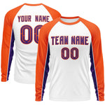 Custom White Orange Crew Neck Raglan Long Sleeve Performance T-Shirt | BuyFootballJersey