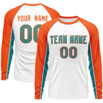 Custom White Orange Crew Neck Raglan Long Sleeve Performance T-Shirt | BuyFootballJersey