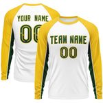Custom White Gold Crew Neck Raglan Long Sleeve Performance T-Shirt | BuyFootballJersey