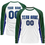 Custom White Green Crew Neck Raglan Long Sleeve Performance T-Shirt | BuyFootballJersey