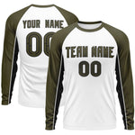 Custom White Olive Crew Neck Raglan Long Sleeve Performance T-Shirt | BuyFootballJersey