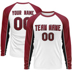 Custom White Crimson Crew Neck Raglan Long Sleeve Performance T-Shirt | BuyFootballJersey