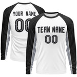 Custom White Black Crew Neck Raglan Long Sleeve Performance T-Shirt | BuyFootballJersey