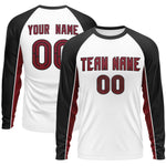 Custom White Black Crew Neck Raglan Long Sleeve Performance T-Shirt | BuyFootballJersey