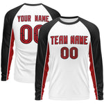 Custom White Black Crew Neck Raglan Long Sleeve Performance T-Shirt | BuyFootballJersey