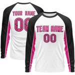 Custom White Black Crew Neck Raglan Long Sleeve Performance T-Shirt | BuyFootballJersey
