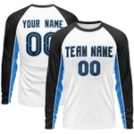 Custom White Black Crew Neck Raglan Long Sleeve Performance T-Shirt | BuyFootballJersey