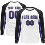 Custom White Black Crew Neck Raglan Long Sleeve Performance T-Shirt | BuyFootballJersey