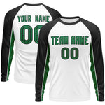 Custom White Black Crew Neck Raglan Long Sleeve Performance T-Shirt | BuyFootballJersey
