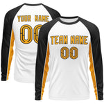 Custom White Black Crew Neck Raglan Long Sleeve Performance T-Shirt | BuyFootballJersey