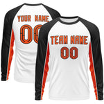 Custom White Black Crew Neck Raglan Long Sleeve Performance T-Shirt | BuyFootballJersey