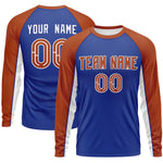 Custom Royal Texas Orange Crew Neck Raglan Long Sleeve Performance T-Shirt | BuyFootballJersey