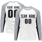 Custom White Gray Crew Neck Raglan Long Sleeve Performance T-Shirt | BuyFootballJersey