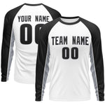 Custom White Black Crew Neck Raglan Long Sleeve Performance T-Shirt | BuyFootballJersey