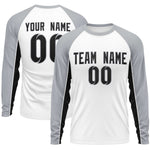 Custom White Gray Crew Neck Raglan Long Sleeve Performance T-Shirt | BuyFootballJersey