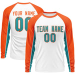 Custom White Orange Crew Neck Raglan Long Sleeve Performance T-Shirt | BuyFootballJersey