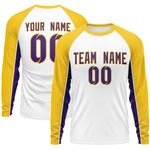 Custom White Gold Crew Neck Raglan Long Sleeve Performance T-Shirt | BuyFootballJersey