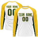 Custom White Gold Crew Neck Raglan Long Sleeve Performance T-Shirt | BuyFootballJersey